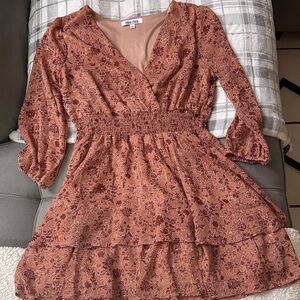 Mimi Chica Rust Floral Mini Dress